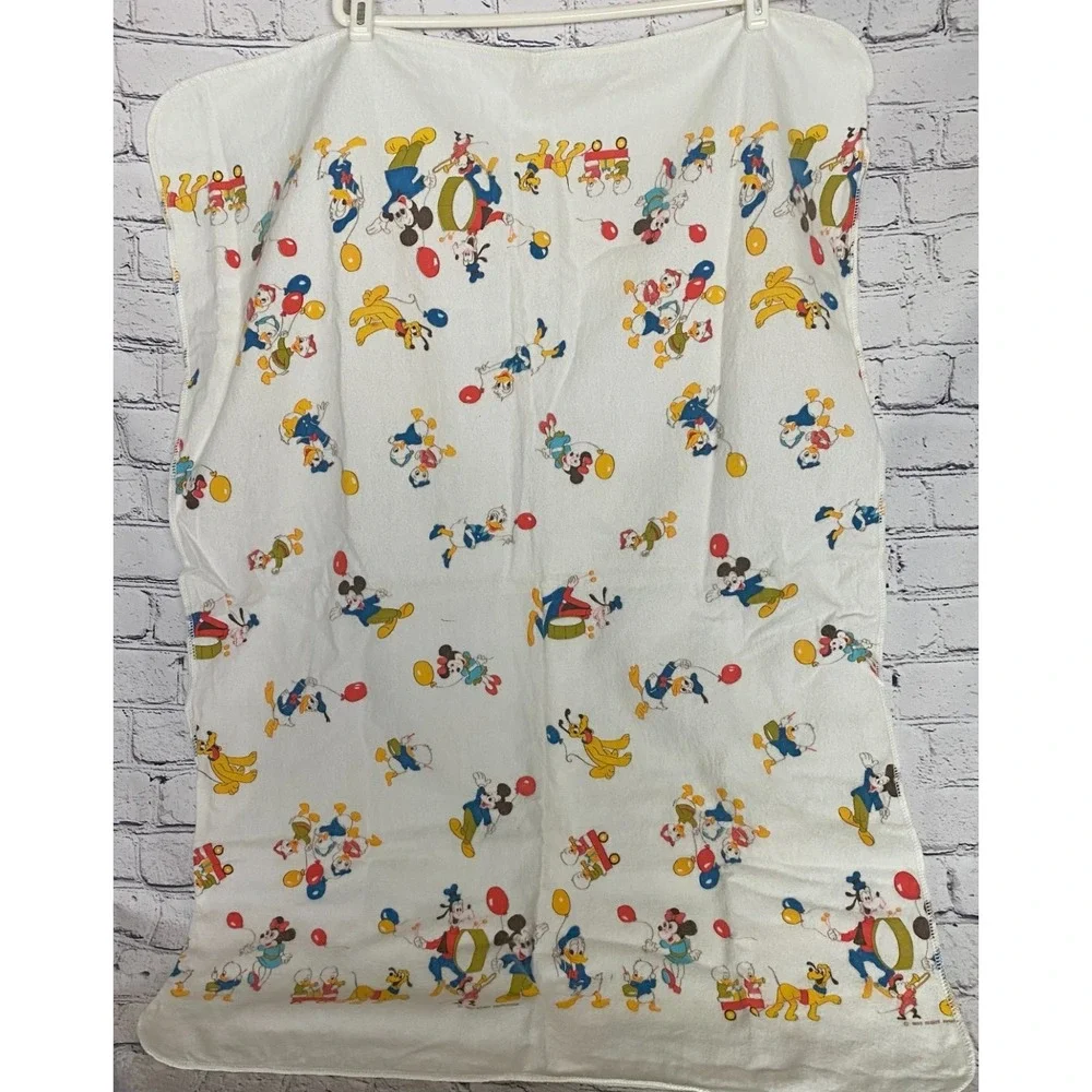Vintage Disney Crib Set Receiving Blanket Fitted Sheet Pillow Case Mickey Minnie